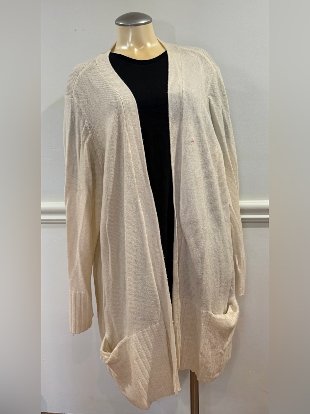 Addition Elle Cashmere Cream Open-Front Women 4X Plus Size Cardigan Sweater